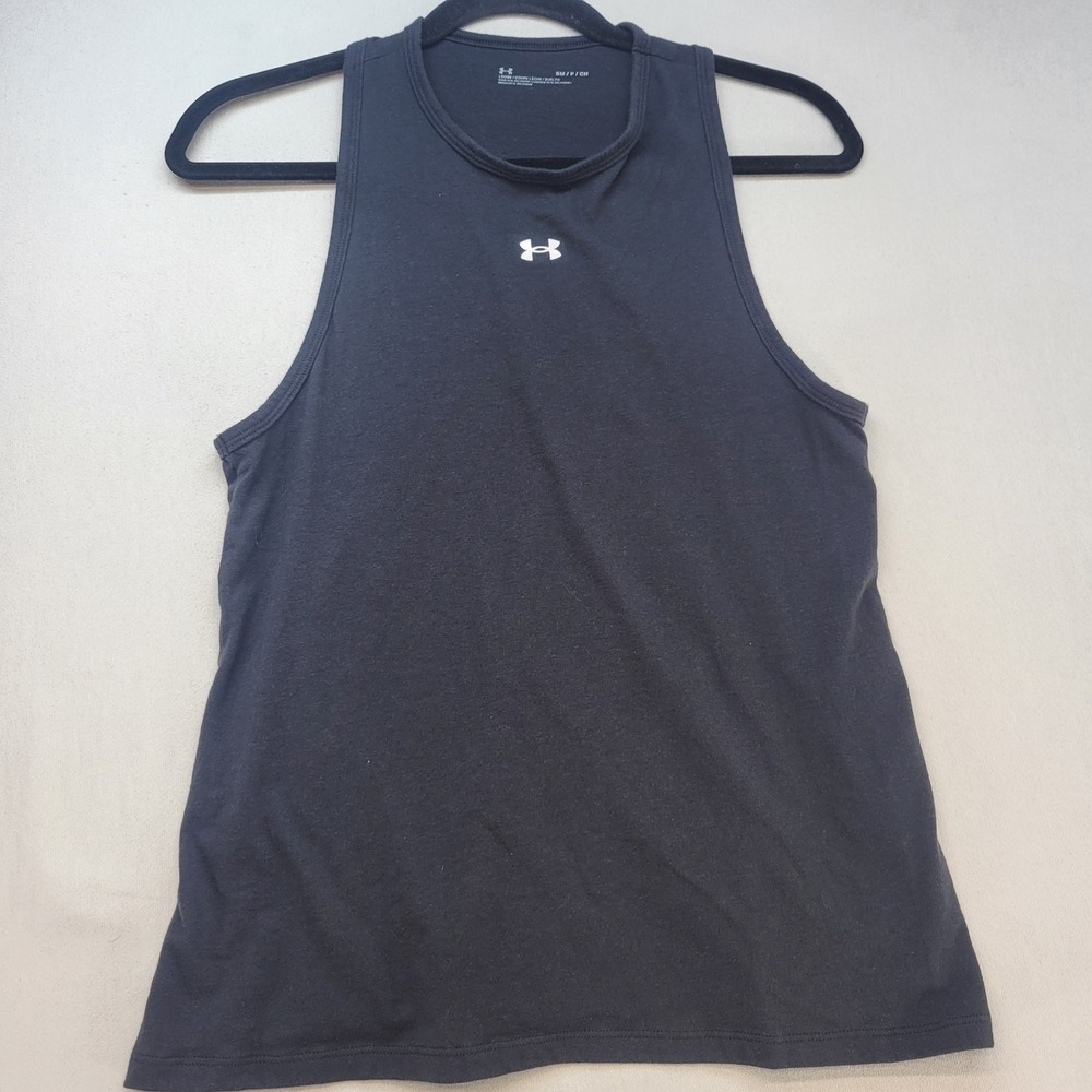 Under Armour Tank Top Mens Small Black Athletic Racerback Loose Fit Gym Shirt